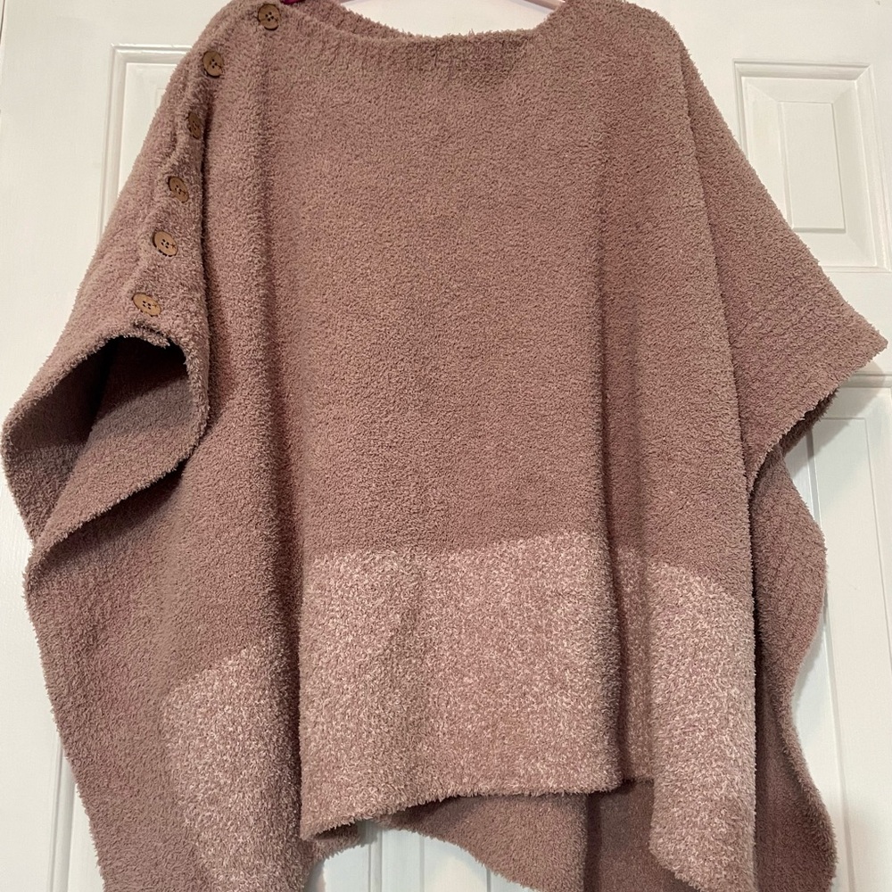 Barefoot Dreams Dusty Pink Button-Accent Poncho